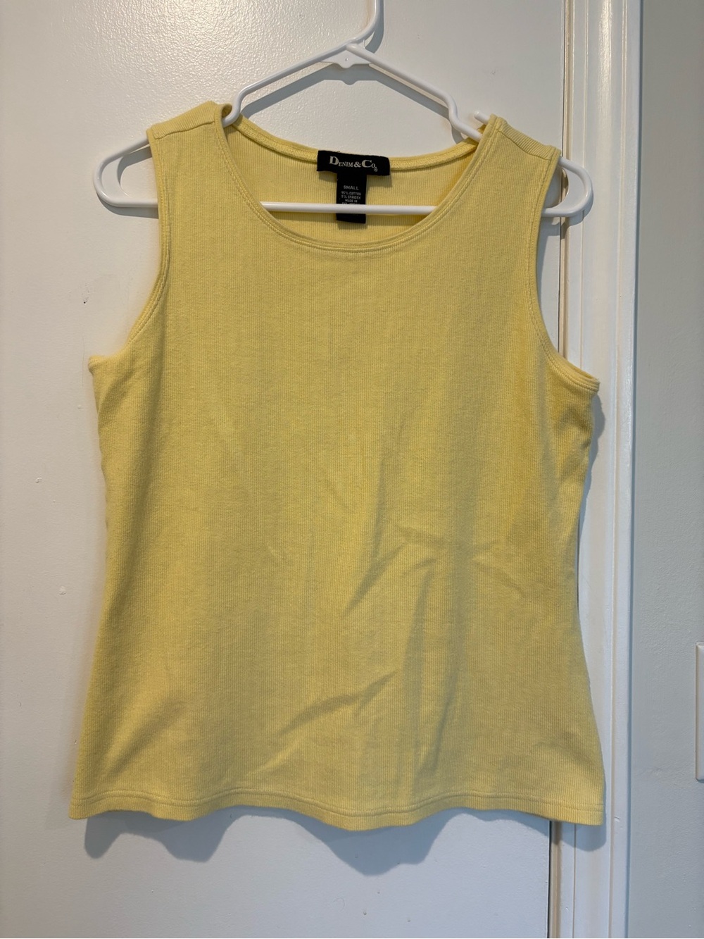 Preppy, Bright Denim&Co Yellow Cotton Tank Top